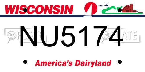 NU5174 Wisconsin License Plate
