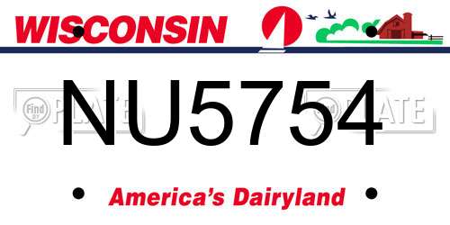NU5754 Wisconsin License Plate