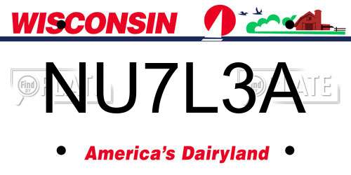 NU7L3A Wisconsin License Plate