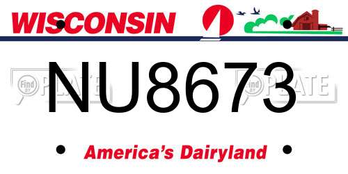 NU8673 Wisconsin License Plate