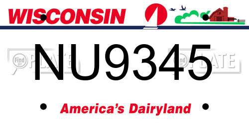 NU9345 Wisconsin License Plate