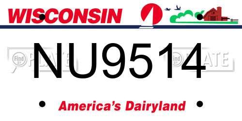 NU9514 Wisconsin License Plate