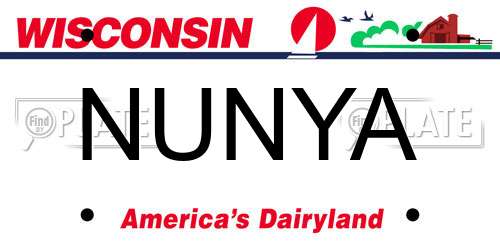 NUNYA Wisconsin License Plate