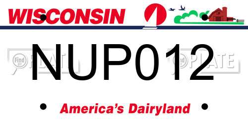 NUP012 Wisconsin License Plate