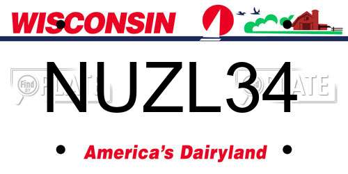 NUZL34 Wisconsin License Plate