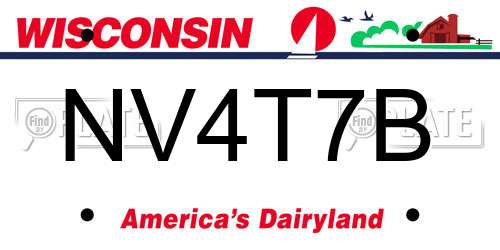NV4T7B Wisconsin License Plate