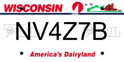 NV4Z7B Wisconsin License Plate