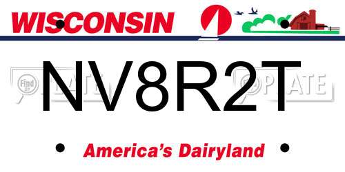 NV8R2T Wisconsin License Plate