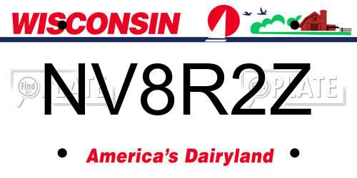 NV8R2Z Wisconsin License Plate
