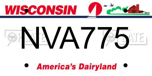 NVA775 Wisconsin License Plate