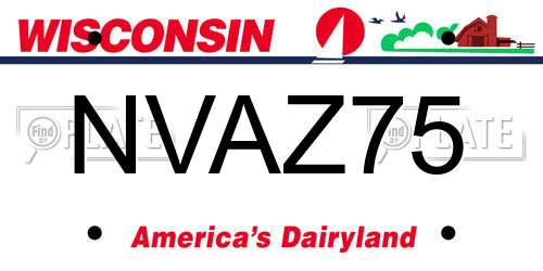 NVAZ75 Wisconsin License Plate