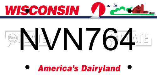 NVN764 Wisconsin License Plate