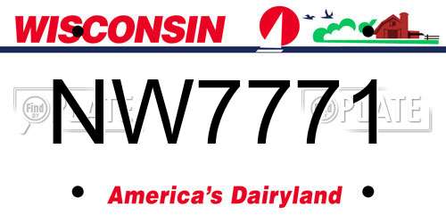 NW7771 Wisconsin License Plate