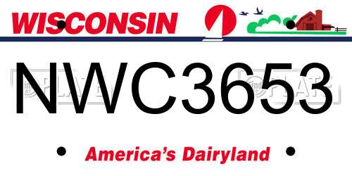 NWC3653 Wisconsin License Plate