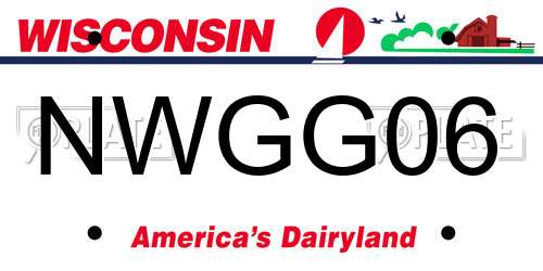 NWGG06 Wisconsin License Plate
