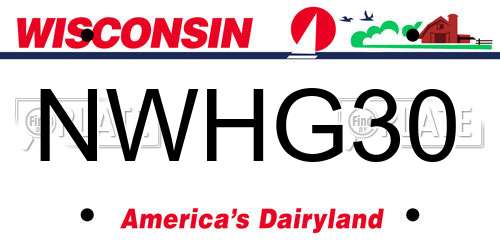 NWHG30 Wisconsin License Plate