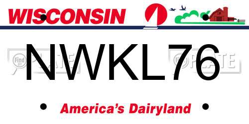 NWKL76 Wisconsin License Plate