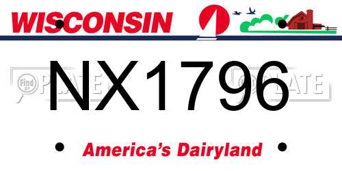 NX1796 Wisconsin License Plate