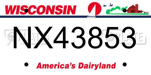 NX43853 Wisconsin License Plate