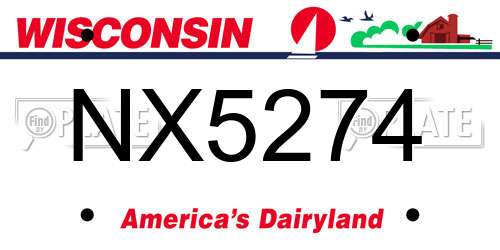 NX5274 Wisconsin License Plate