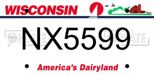 NX5599 Wisconsin License Plate