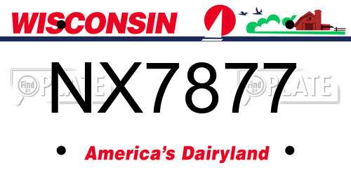 NX7877 Wisconsin License Plate