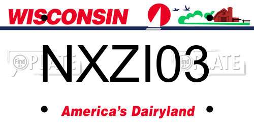 NXZI03 Wisconsin License Plate
