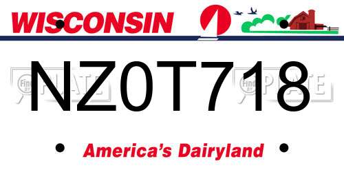 NZ0T718 Wisconsin License Plate