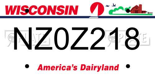 NZ0Z218 Wisconsin License Plate