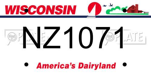 NZ1071 Wisconsin License Plate