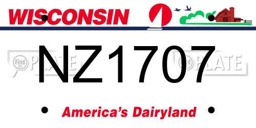 NZ1707 Wisconsin License Plate