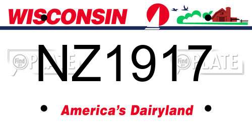 NZ1917 Wisconsin License Plate