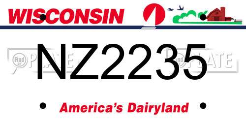 NZ2235 Wisconsin License Plate