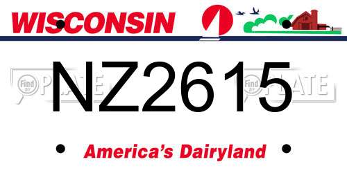 NZ2615 Wisconsin License Plate