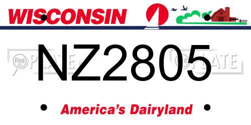 NZ2805 Wisconsin License Plate