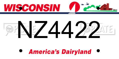 NZ4422 Wisconsin License Plate