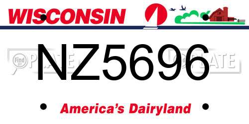 NZ5696 Wisconsin License Plate