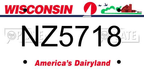 NZ5718 Wisconsin License Plate