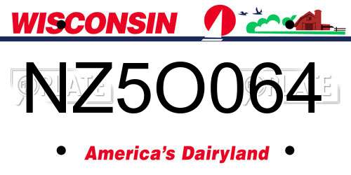NZ5O064 Wisconsin License Plate