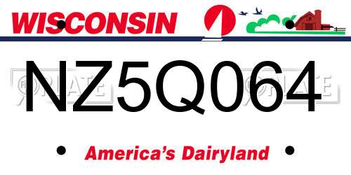 NZ5Q064 Wisconsin License Plate