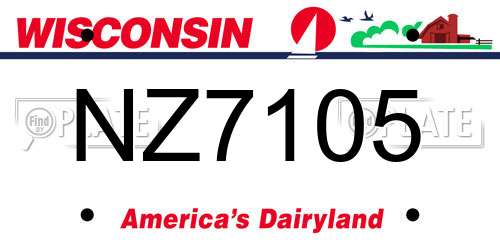 NZ7105 Wisconsin License Plate