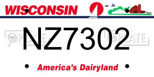 NZ7302 Wisconsin License Plate