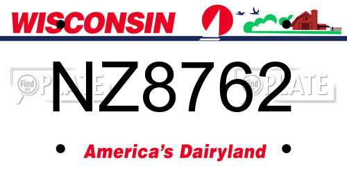 NZ8762 Wisconsin License Plate