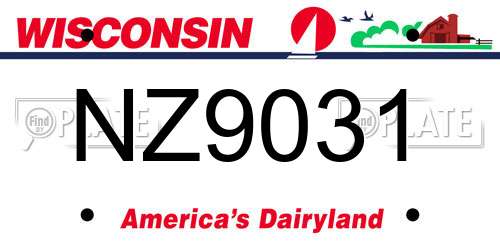 NZ9031 Wisconsin License Plate