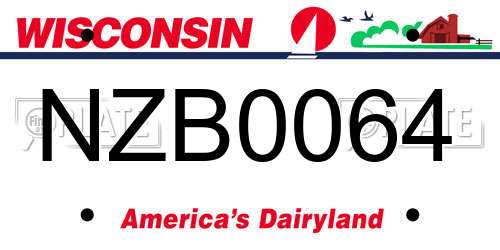 NZB0064 Wisconsin License Plate