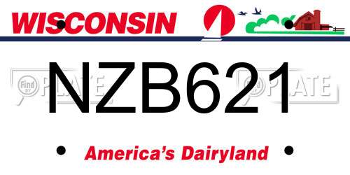 NZB621 Wisconsin License Plate