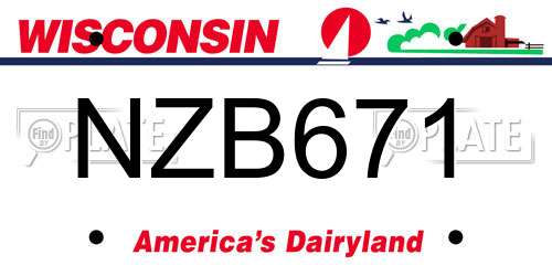 NZB671 Wisconsin License Plate