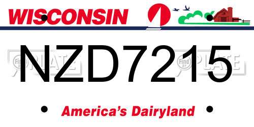 NZD7215 Wisconsin License Plate