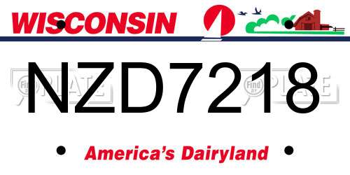 NZD7218 Wisconsin License Plate