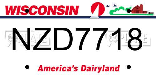 NZD7718 Wisconsin License Plate